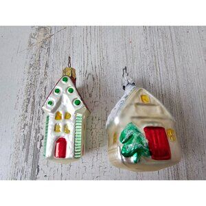 Vintage Inge glas‎ house ornament glitter Xmas tree Germany Red